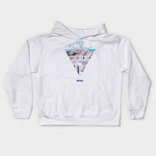 Santorini Dreams on a Budget: Mediterranean Breeze & Empty Wallet (Santorini Photo) Kids Hoodie